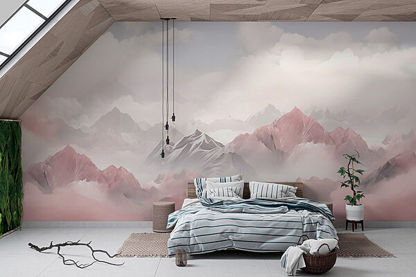 Mountain range with clouds Wall murals Mountain range with clouds
