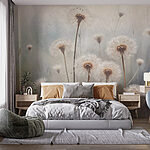 Wall murals Delicate white dandelions in bloom