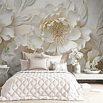Wall murals White flowers with leaves