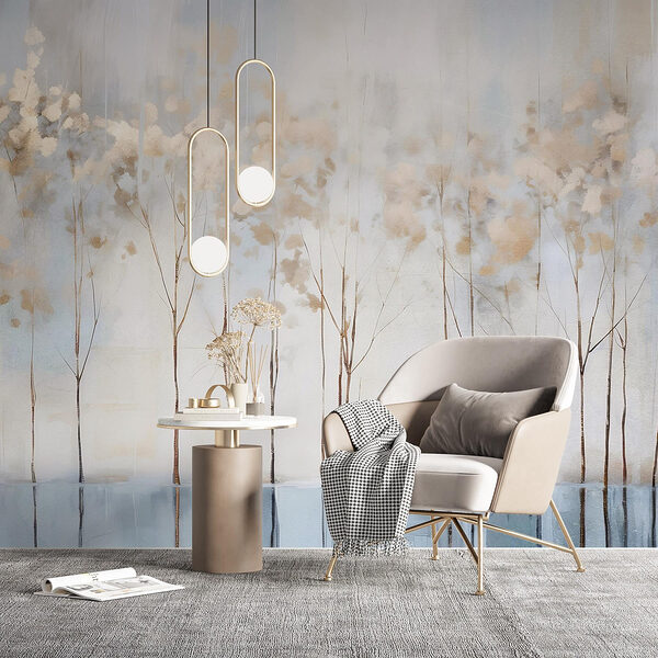 Wall mural Painting of trees in a row