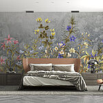 Wall murals Painting of flowers and leaves