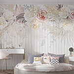 Wall murals White and pink flowers