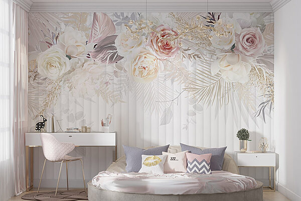 White and pink flowers Wall murals White and pink flowers