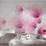 Wall murals Pink flowers with white dots