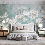 Wall murals Butterfly on a white flower