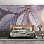 Wall murals Delicate leaves adorned with raindrops