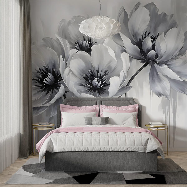 Group of flowers on a white background Wall murals Group of flowers on a white background