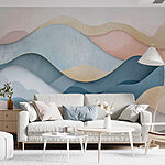 Wall murals Blue and pink waves