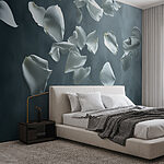 Wall murals White petals falling in the air