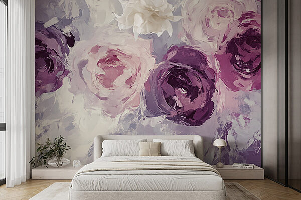 Painting of flowers on a surface Wall murals Painting of flowers on a surface