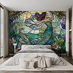 Wall murals Stained glass window with a mermaid