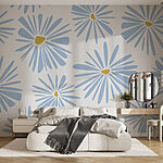 Wall murals Pattern of blue and yellow flowers