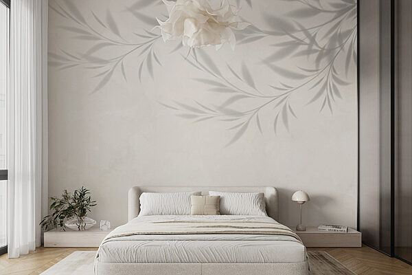 Shadow of leaves on a wall Wall murals Shadow of leaves on a wall