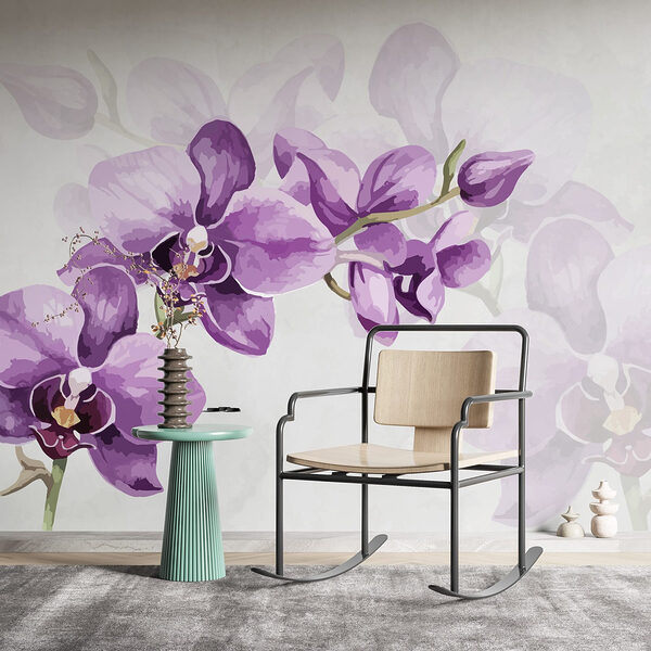 Purple flowers on a branch Wall murals Purple flowers on a branch