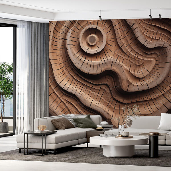 Wood carving with a spiral pattern Wall murals Wood carving with a spiral pattern
