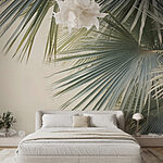 Wall murals - Lush palm leaves against a soft backdrop