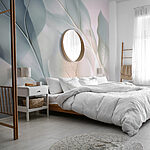Wall murals Soft hues of delicate leaf patterns
