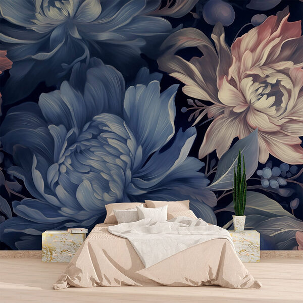Vivid floral patterns in soft hues Wall murals Vivid floral patterns in soft hues
