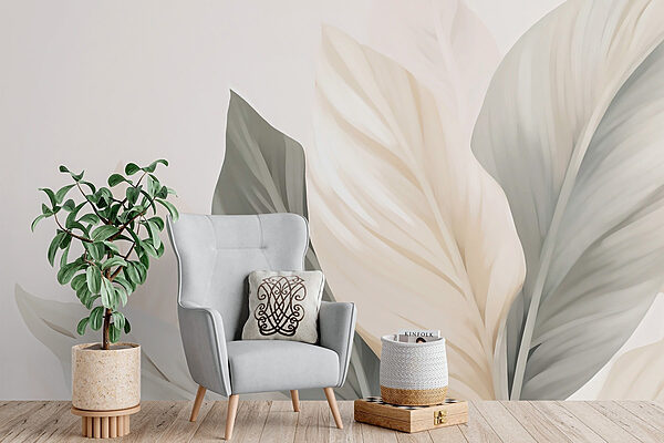 Elegant leaves in soft hues Wall murals Elegant leaves in soft hues