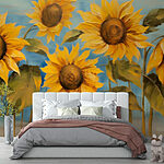 Wall murals Painting of sunflowers on a wall