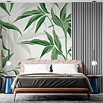 Wall murals Green leaves on a white background