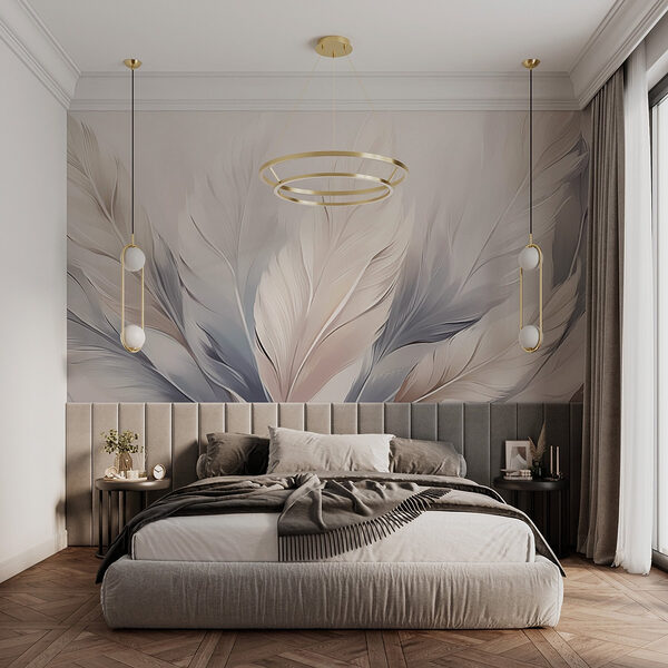 Group of white and grey feathers Wall murals Group of white and grey feathers