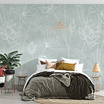 Wall murals Pattern of flowers on a blue background