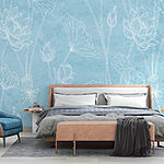 Wall murals Blue and white floral pattern