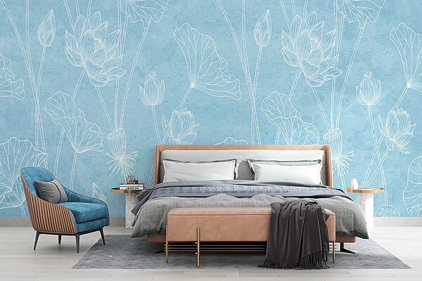 Blue and white floral pattern Wall murals Blue and white floral pattern