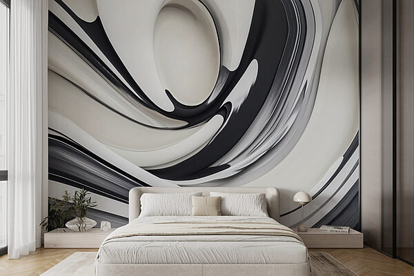 Black and white swirly design Wall murals Black and white swirly design