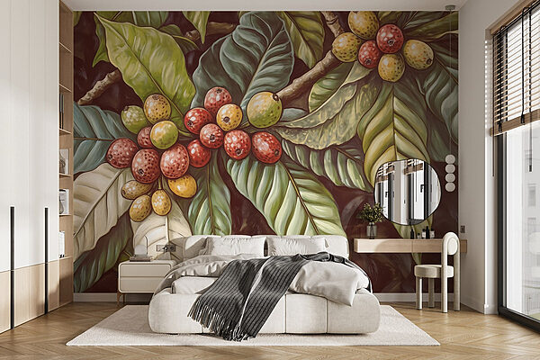 Lush foliage and vibrant fruit cluster Wall murals Lush foliage and vibrant fruit cluster