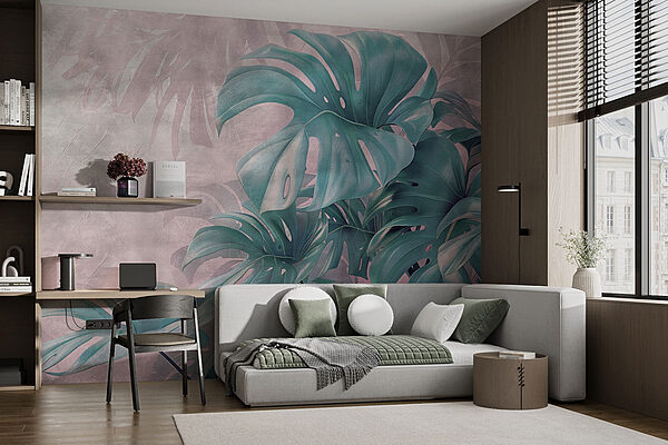 Lush green leaves against soft backdrop Wall murals Lush green leaves against soft backdrop