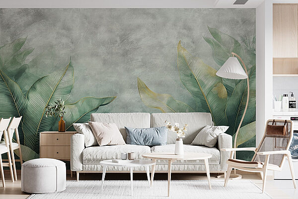 Soft leaves in serene backdrop Wall murals Soft leaves in serene backdrop