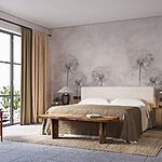 Wall murals Group of dandelions on a white background