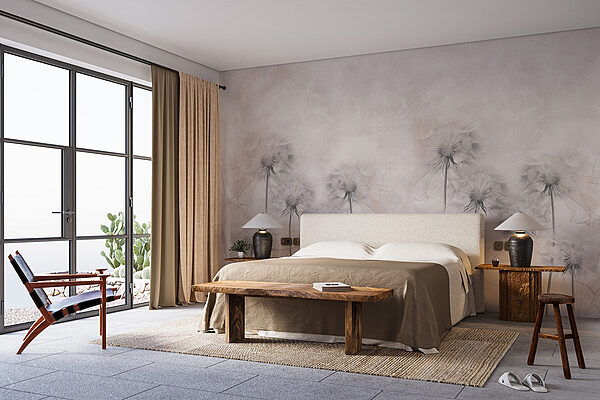 Group of dandelions on a white background Wall murals Group of dandelions on a white background
