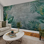Wall murals Wall with green leaves