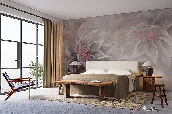 Delicate blooms in soft tones Wall murals Delicate blooms in soft tones