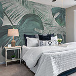 Wall murals Lush leaves in a serene backdrop