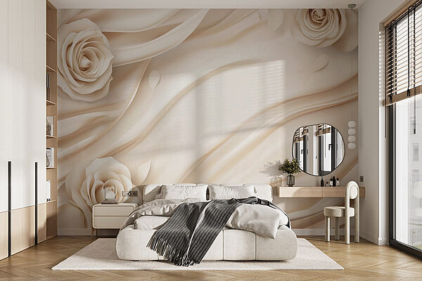 White roses on a white cloth Wall murals White roses on a white cloth