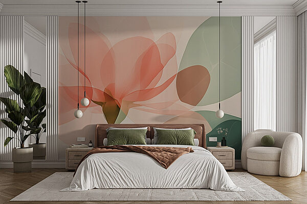 Flower with leaves Wall murals Flower with leaves