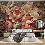 Wall murals Group of flowers on a gray background