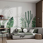 Wall murals Group of green leaves and cactuses
