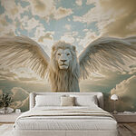 Wall murals Lion with wings in the sky