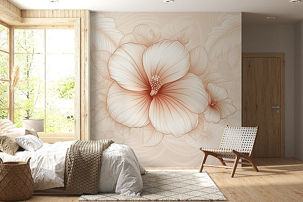 Delicate floral design with soft hues Wall murals Delicate floral design with soft hues