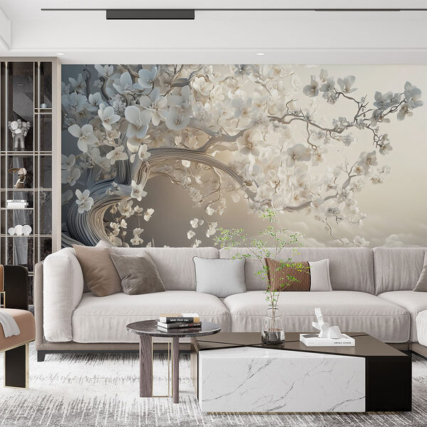 Wall mural Wall mural White tree with white flowers (SKU: w02133)