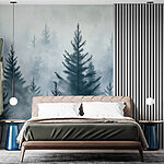 Wall murals Group of trees in the fog