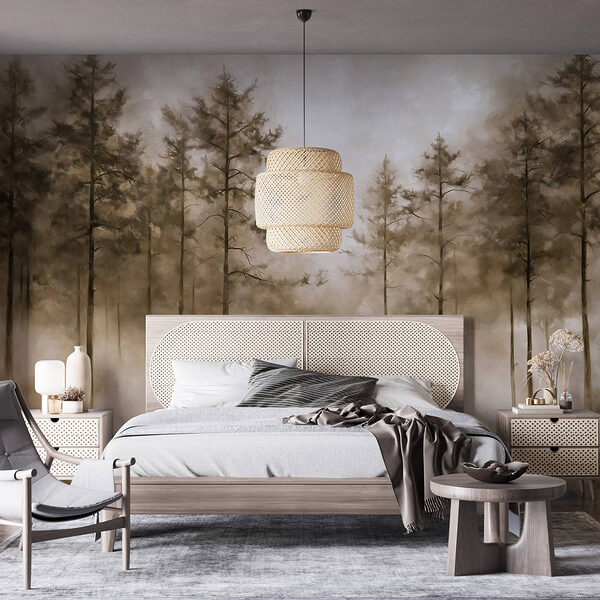 Wall mural Foggy forest with trees (SKU: w02149v1) Wall mural Wall mural Foggy forest with trees (SKU: w02149v1)