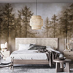 Wall murals Foggy forest with trees
