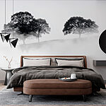 Wall murals Group of trees in the fog