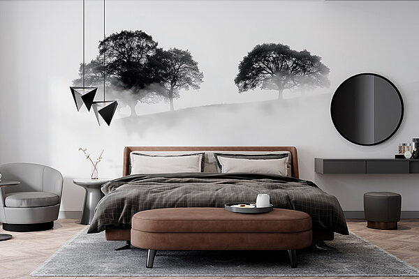 Group of trees in the fog Wall murals Group of trees in the fog